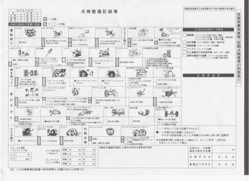 24ヶ月点検整備記録簿 車の車検徹底解説